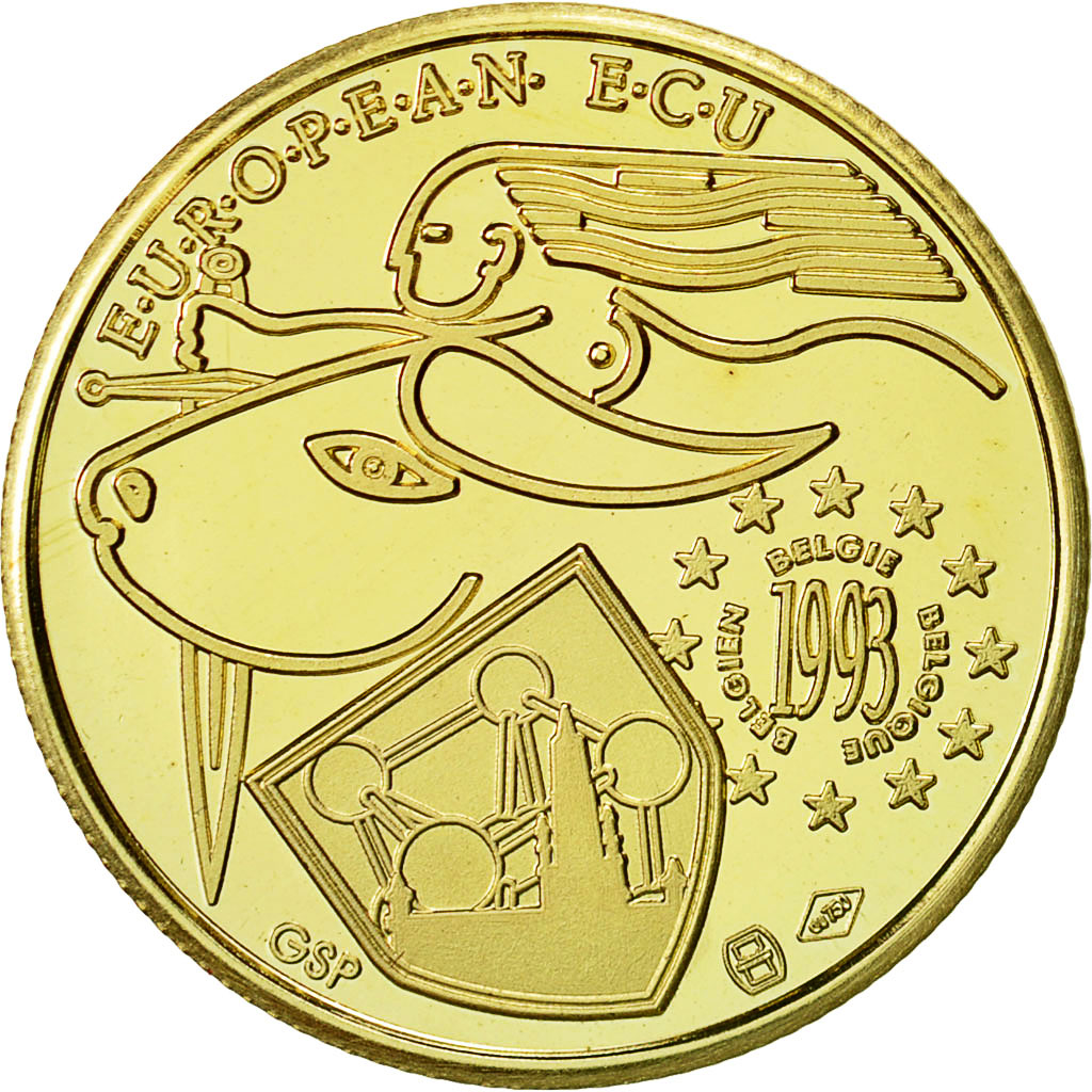 Belgique, Medal, Ecu Europa, 1993, FDC, Or