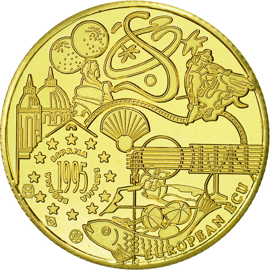 Espagne, Medal, Ecu Europa, 1995, FDC, Or