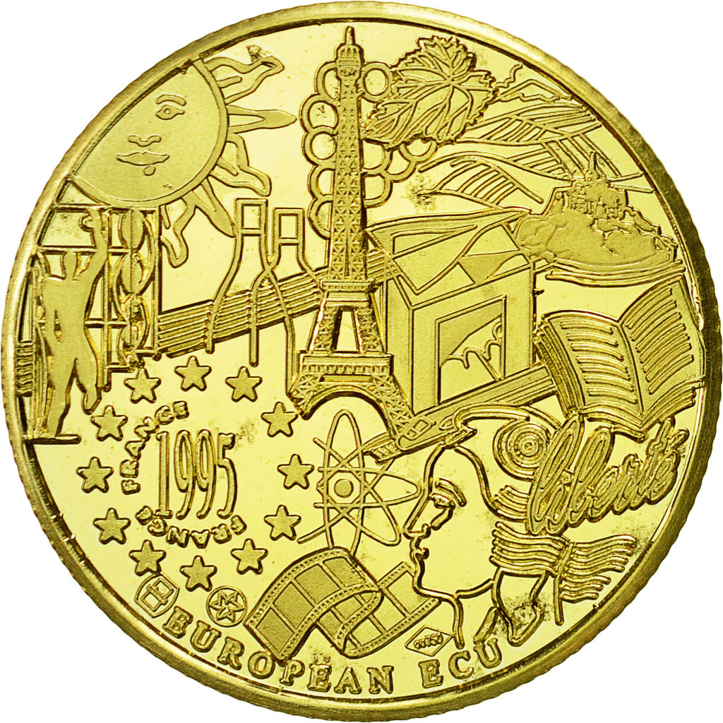 France, Medal, Ecu Europa, 1995, MS(65-70), Gold