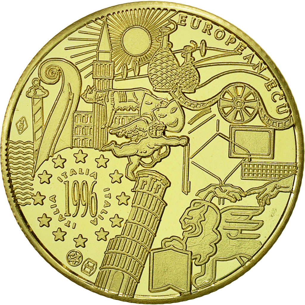 Italy, Medal, Ecu Europa, 1996, MS(65-70), Gold