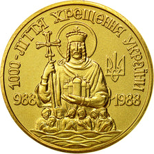 Russia, Medal, Millénaire de la Christianisation, 1988, MS(65-70), Gold