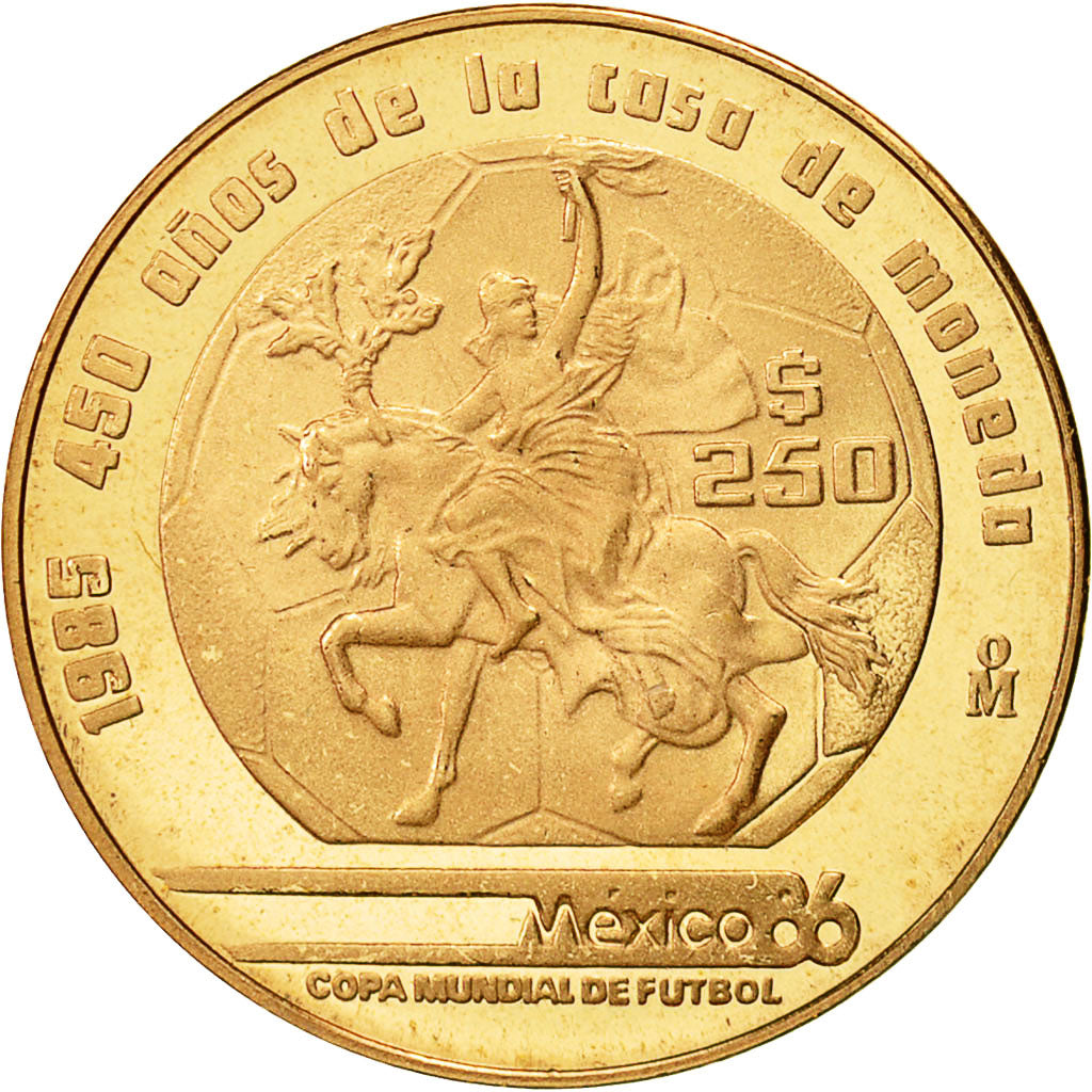 Munten, Mexico, 250 Pesos, 1985, Mexico City, FDC, Goud, KM:506.2
