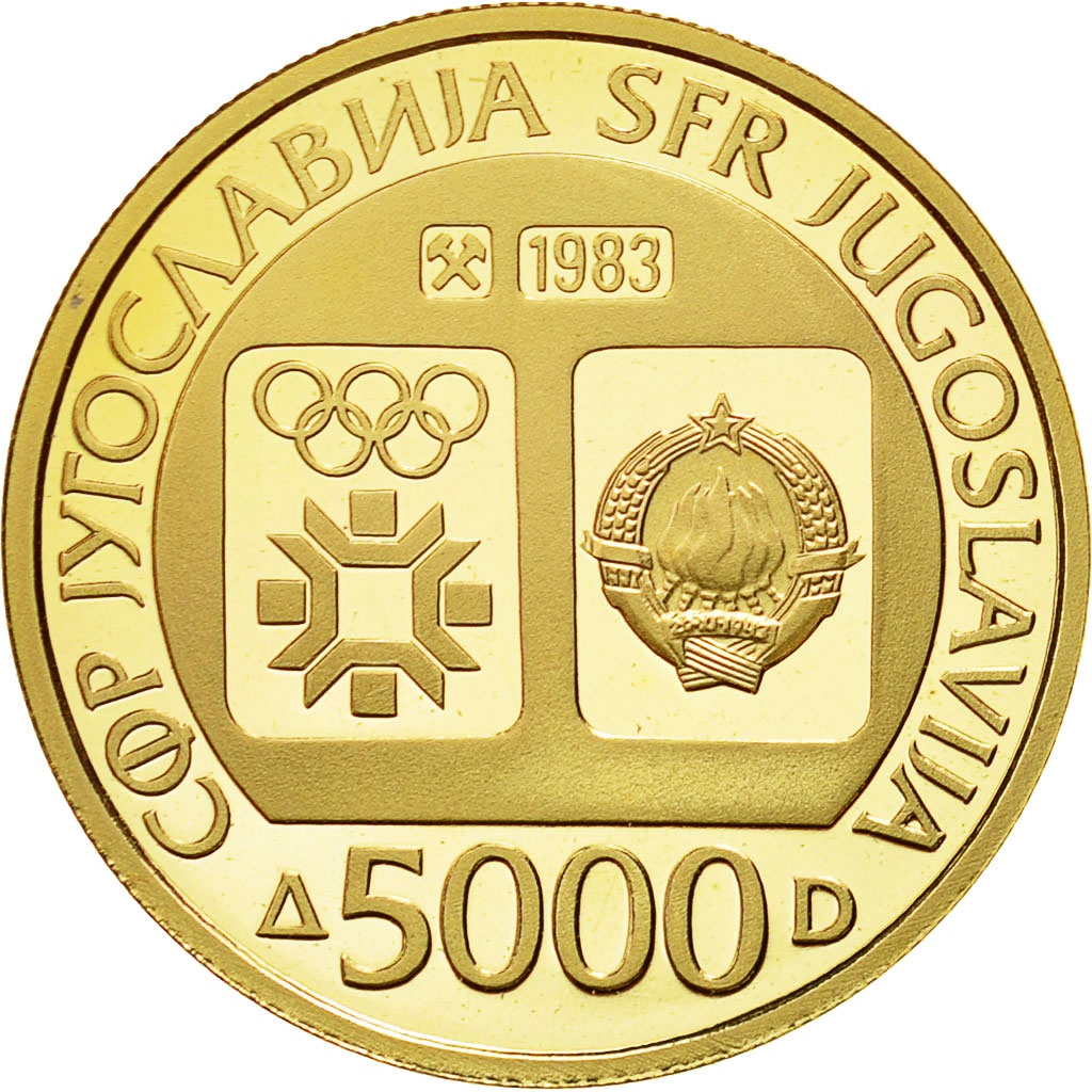 Coin, Yugoslavia, 5000 Dinara, 1983, MS(65-70), Gold, KM:104