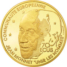 Coin, France, Jean Monnet, 500 Francs-70 Ecus, 1992, Paris, MS(65-70), Gold