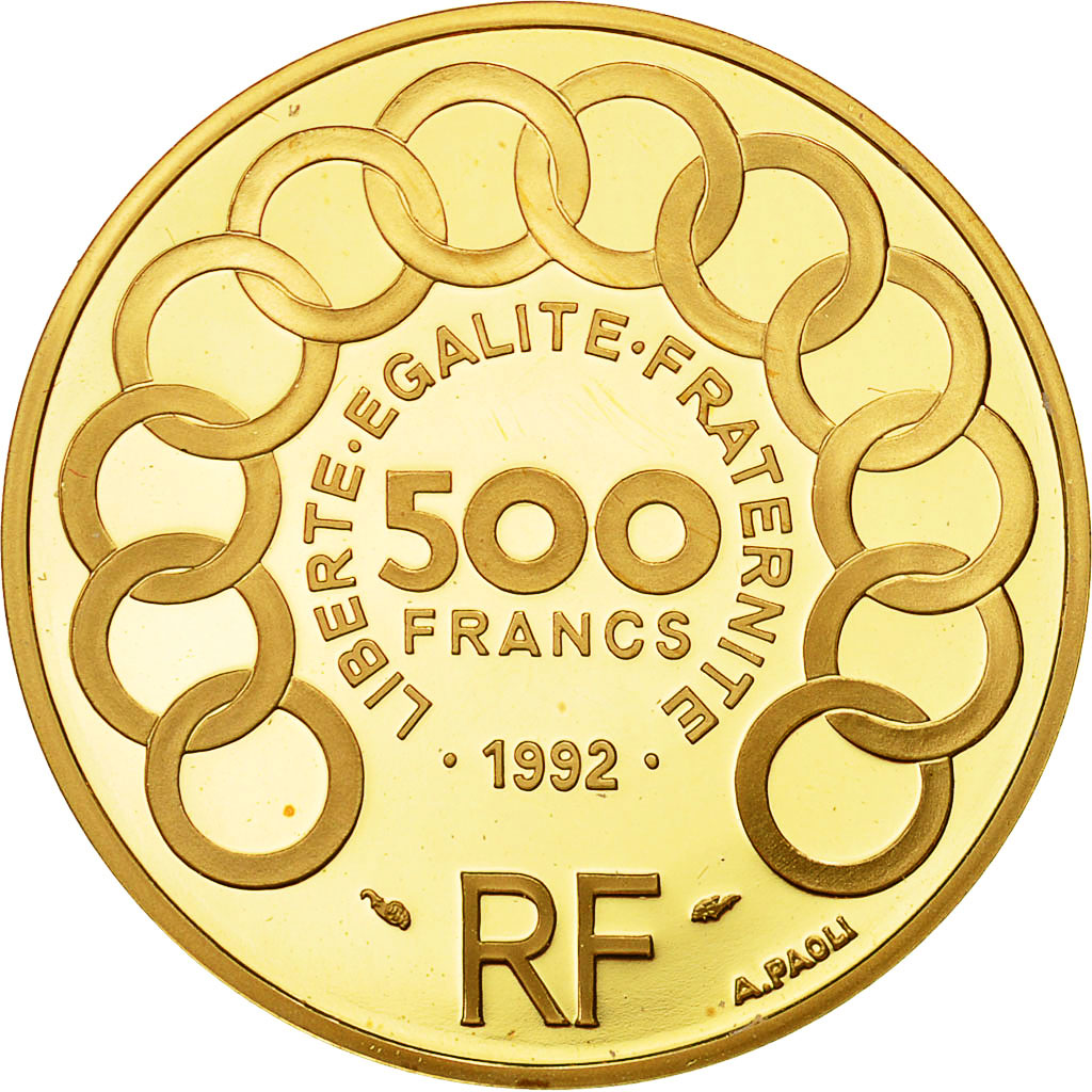 Coin, France, Jean Monnet, 500 Francs-70 Ecus, 1992, Paris, MS(65-70), Gold
