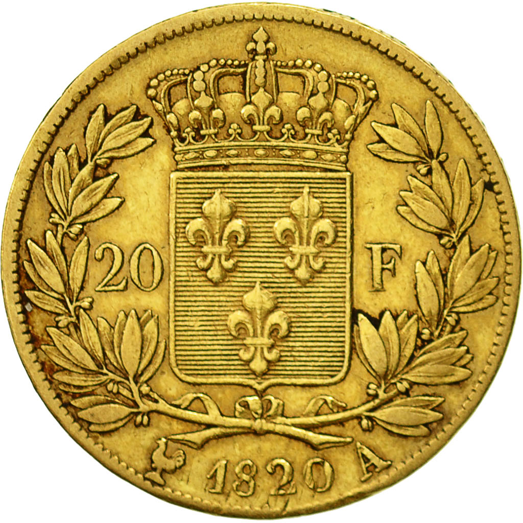 Coin, France, Louis XVIII, Louis XVIII, 20 Francs, 1820, Paris, VF(30-35), Gold