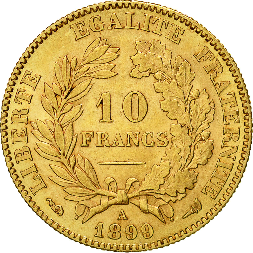 Coin, France, Cérès, 10 Francs, 1899, Paris, MS(60-62), Gold, KM:830