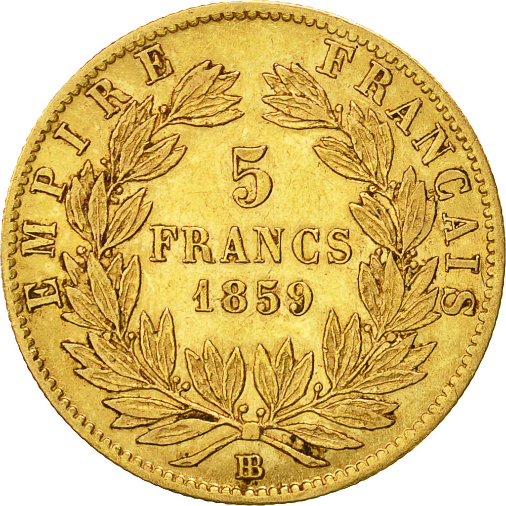 Coin, France, Napoleon III, Napoléon III, 5 Francs, 1859, Strasbourg