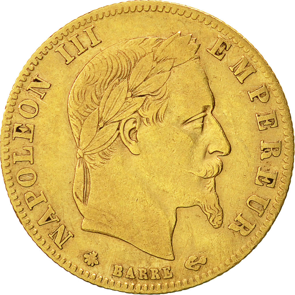 Moneta, Francia, Napoleon III, Napoléon III, 5 Francs, 1863, Paris, MB+, Oro