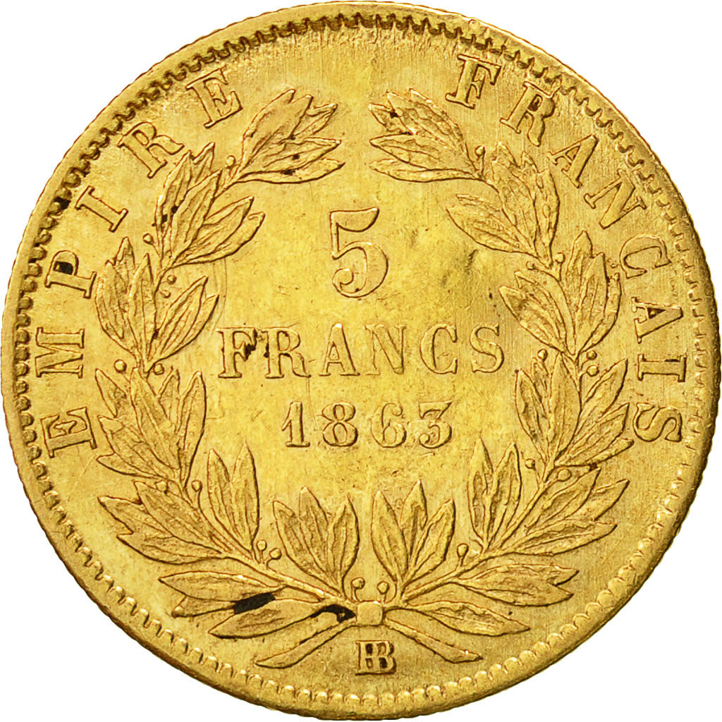 Coin, France, Napoleon III, Napoléon III, 5 Francs, 1863, Strasbourg