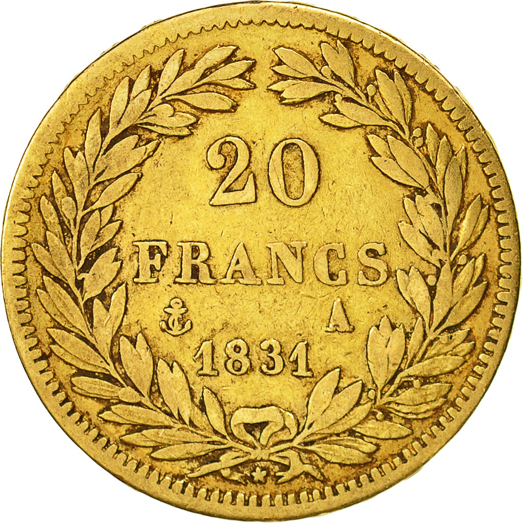 Coin, France, Louis-Philippe, 20 Francs, 1831, Paris, VF(30-35), Gold, KM:746.1