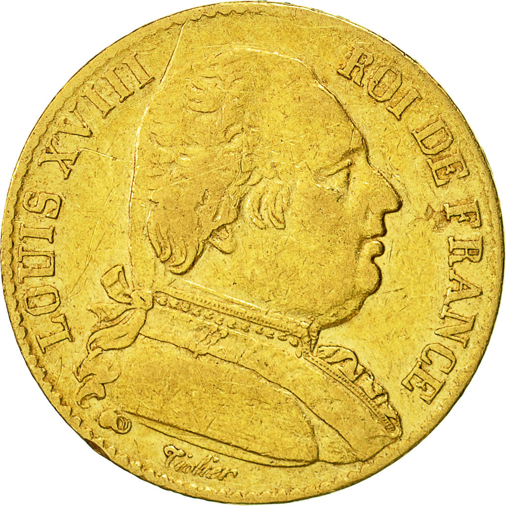 Coin, France, Louis XVIII, Louis XVIII, 20 Francs, 1815, Paris, EF(40-45), Gold