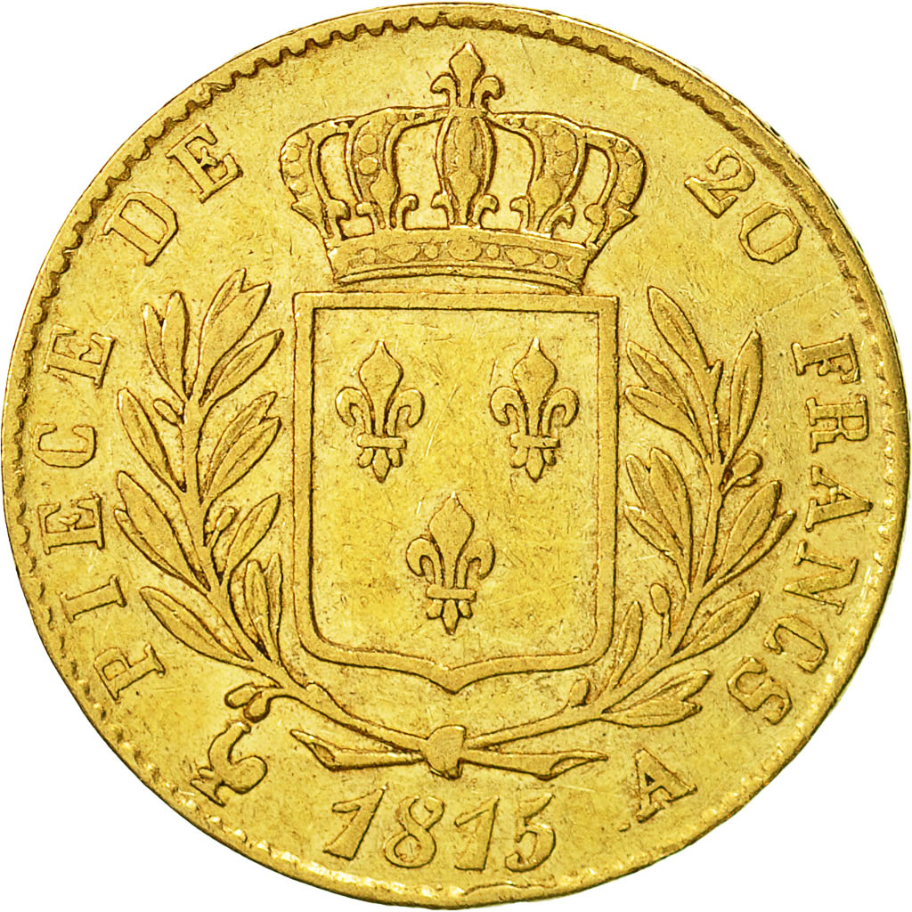 Coin, France, Louis XVIII, Louis XVIII, 20 Francs, 1815, Paris, EF(40-45), Gold