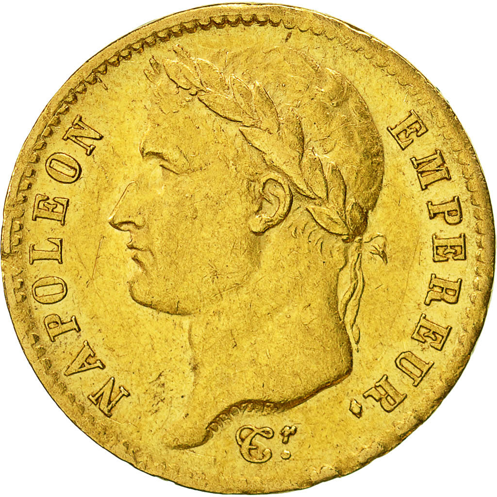 France, Napoléon I, 20 Francs, 1808, Paris, AU(50-53), Gold, KM:687.1