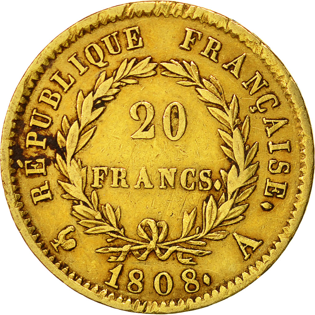 France, Napoléon I, 20 Francs, 1808, Paris, EF(40-45), Gold, KM:687.1