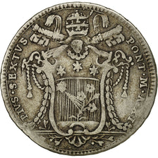 Coin, ITALIAN STATES, PAPAL STATES, Pius VI, Testone, 30 Baiocchi, 1786