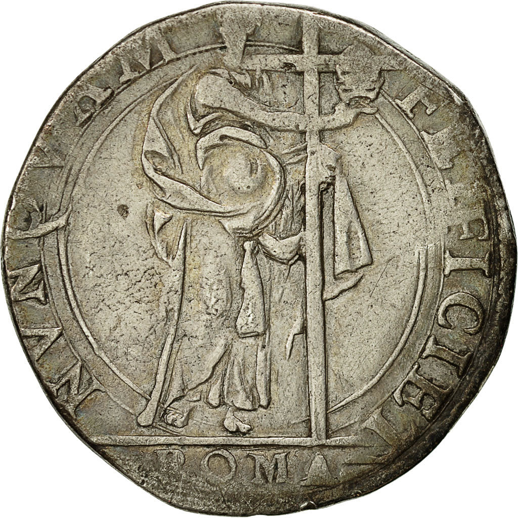 Coin, Vatican, Sisto V, Testone, Roma, VF(30-35), Silver