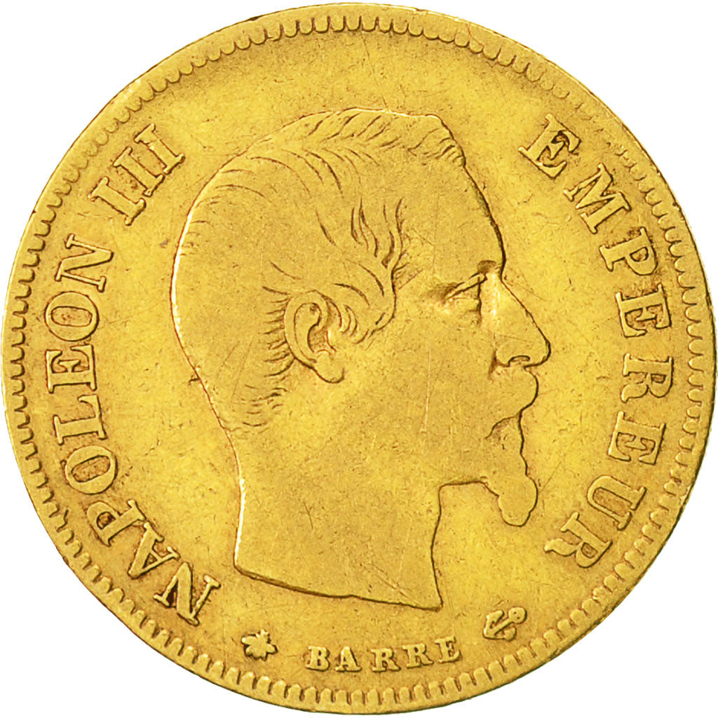 Moneta, Francia, Napoleon III, Napoléon III, 10 Francs, 1855, Strasbourg, MB