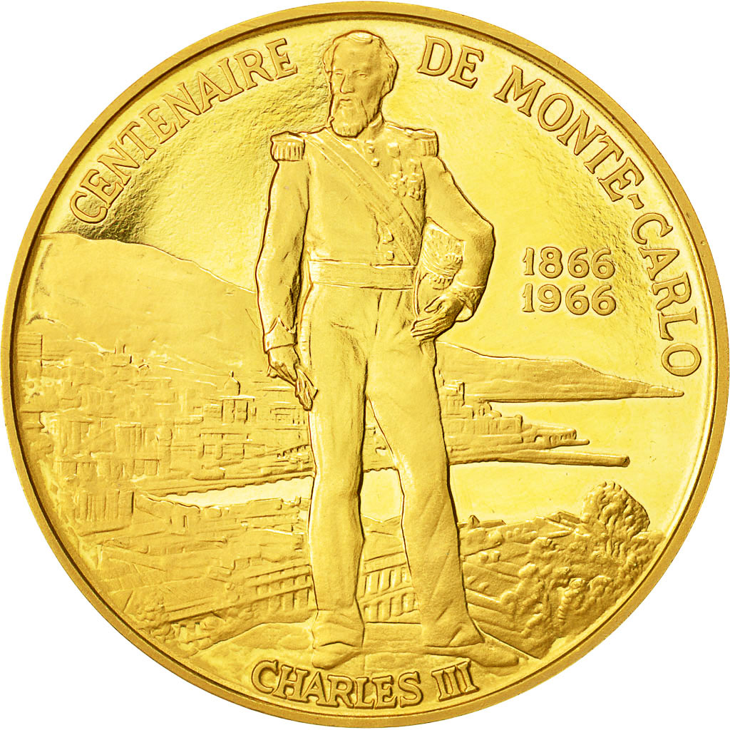 Monaco, Medal, Centenaire de Monte-Carlo, Rainier III, Grace Kelly, 1966, SUP
