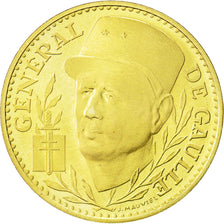 France, Medal, Général De Gaulle, 1990, MS(65-70), Gold