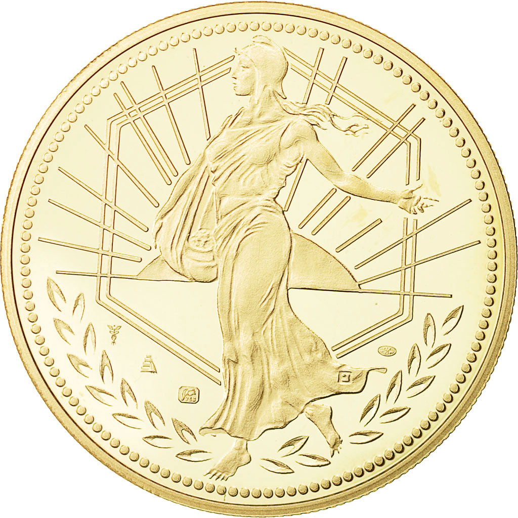 France, Medal, Anniversaire Ve République, Semeuse, 2008, MS(65-70), Gold