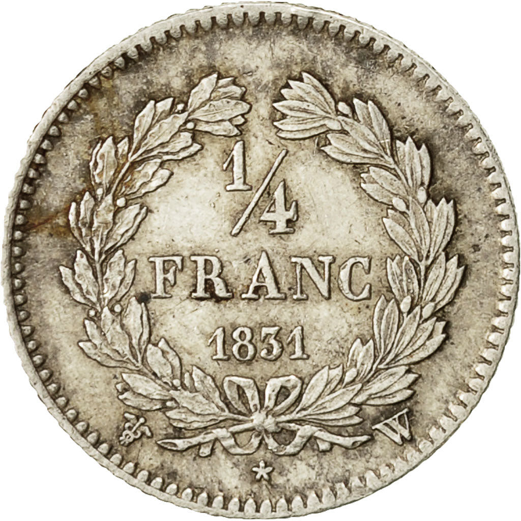 Moneda, Francia, Louis-Philippe, 1/4 Franc, 1831, Lille, MBC, Plata, KM:740.13