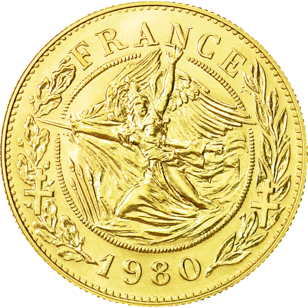France, Medal, Général De Gaulle, 1980, MS(65-70), Gold