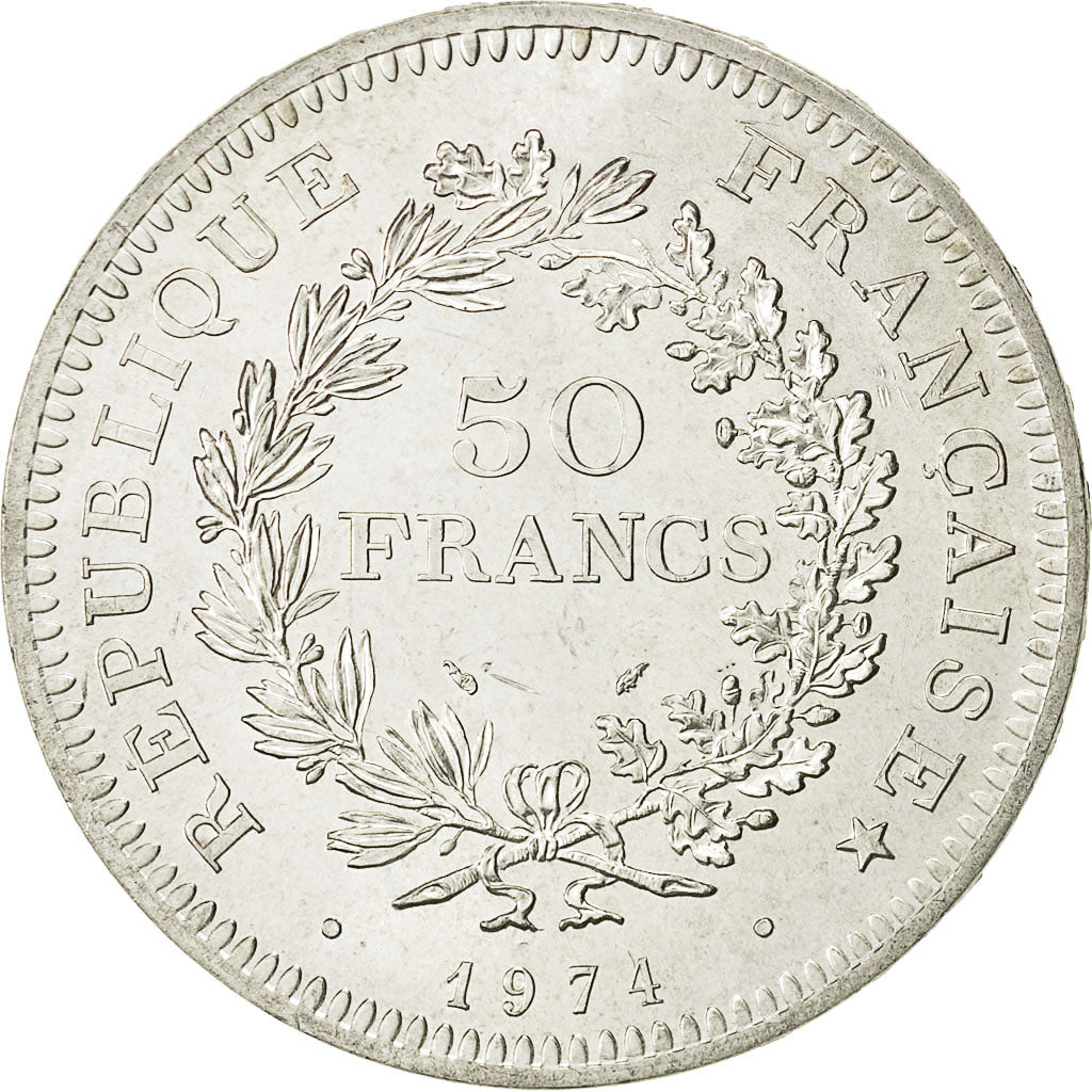 Coin, France, Hercule, 50 Francs, 1974, AU(55-58), Silver, KM:941.2