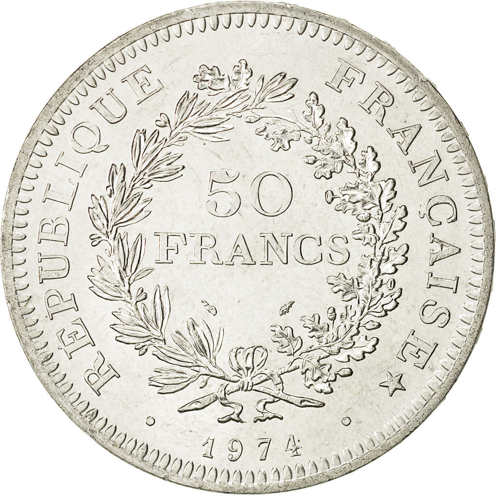 Coin, France, Hercule, 50 Francs, 1974, AU(55-58), Silver, KM:941.2