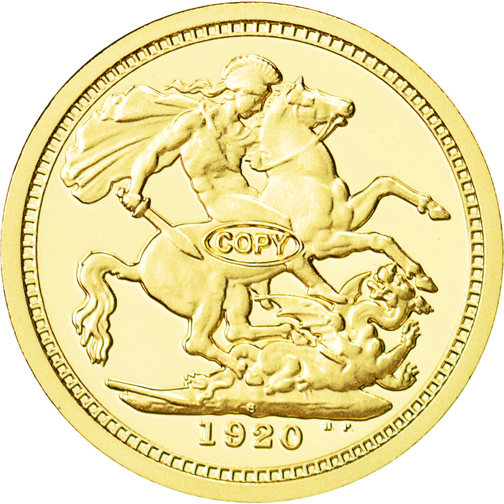 Great Britain, Medal, Reproduction Sovereign 1920, MS(65-70), Gold
