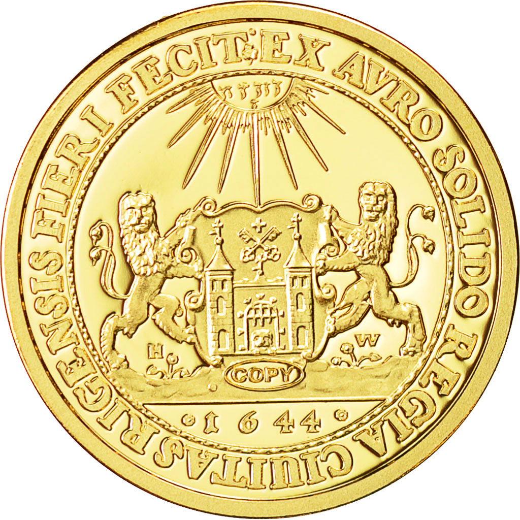 Latvia, Medal, Reproduction Dukat 1644, MS(65-70), Gold