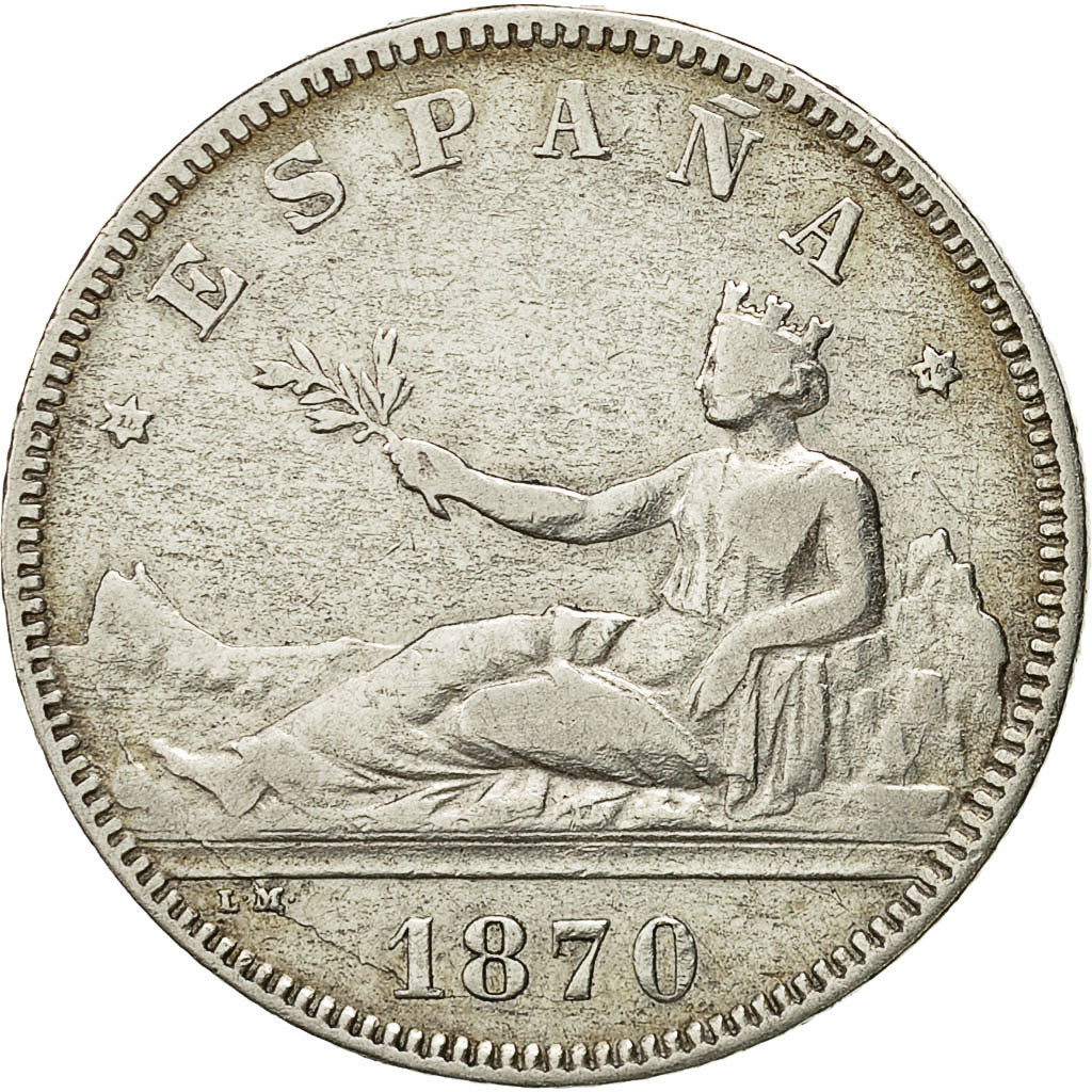 Coin, Spain, Provisional Government, 2 Pesetas, 1870, Madrid, EF(40-45), Silver