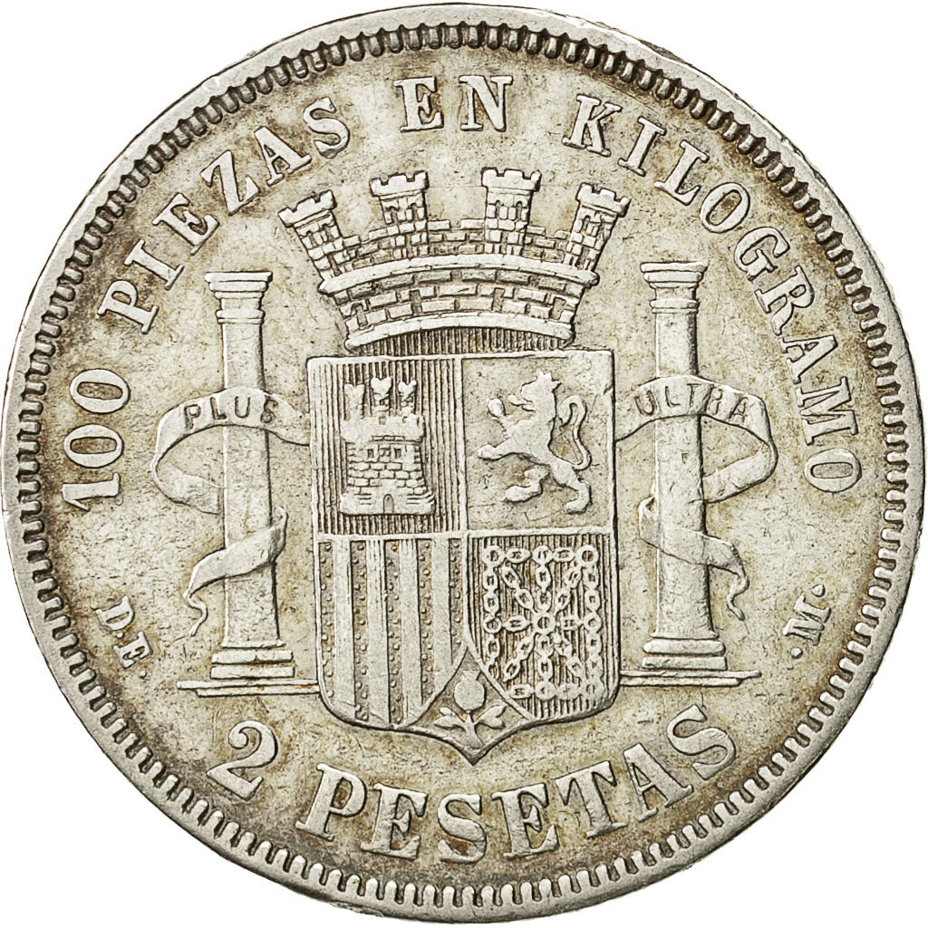 Coin, Spain, Provisional Government, 2 Pesetas, 1870, Madrid, EF(40-45), Silver