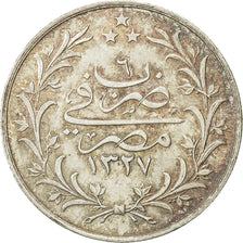 Coin, Egypt, Muhammad V, 5 Qirsh, 1913, Misr, AU(55-58), Silver, KM:308