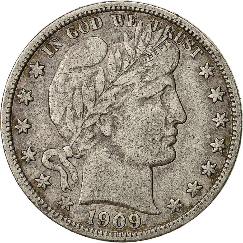 Coin, United States, Barber Half Dollar, 1909, San Francisco