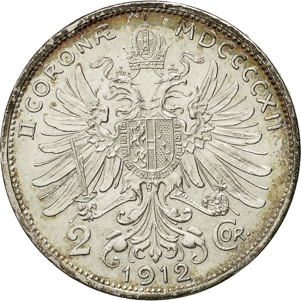Coin, Austria, Franz Joseph I, 2 Corona, 1912, AU(55-58), Silver, KM:2821