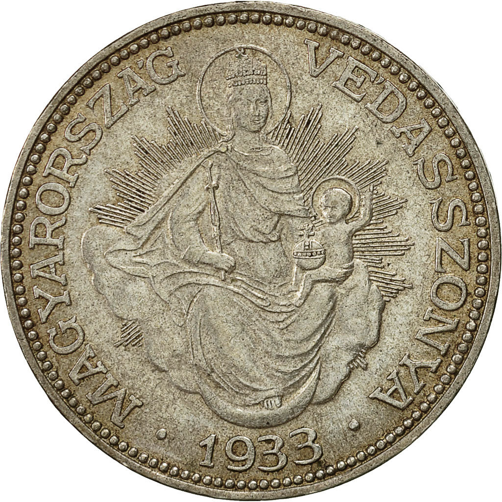 Coin, Hungary, 2 Pengö, 1933, Budapest, AU(55-58), Silver, KM:511