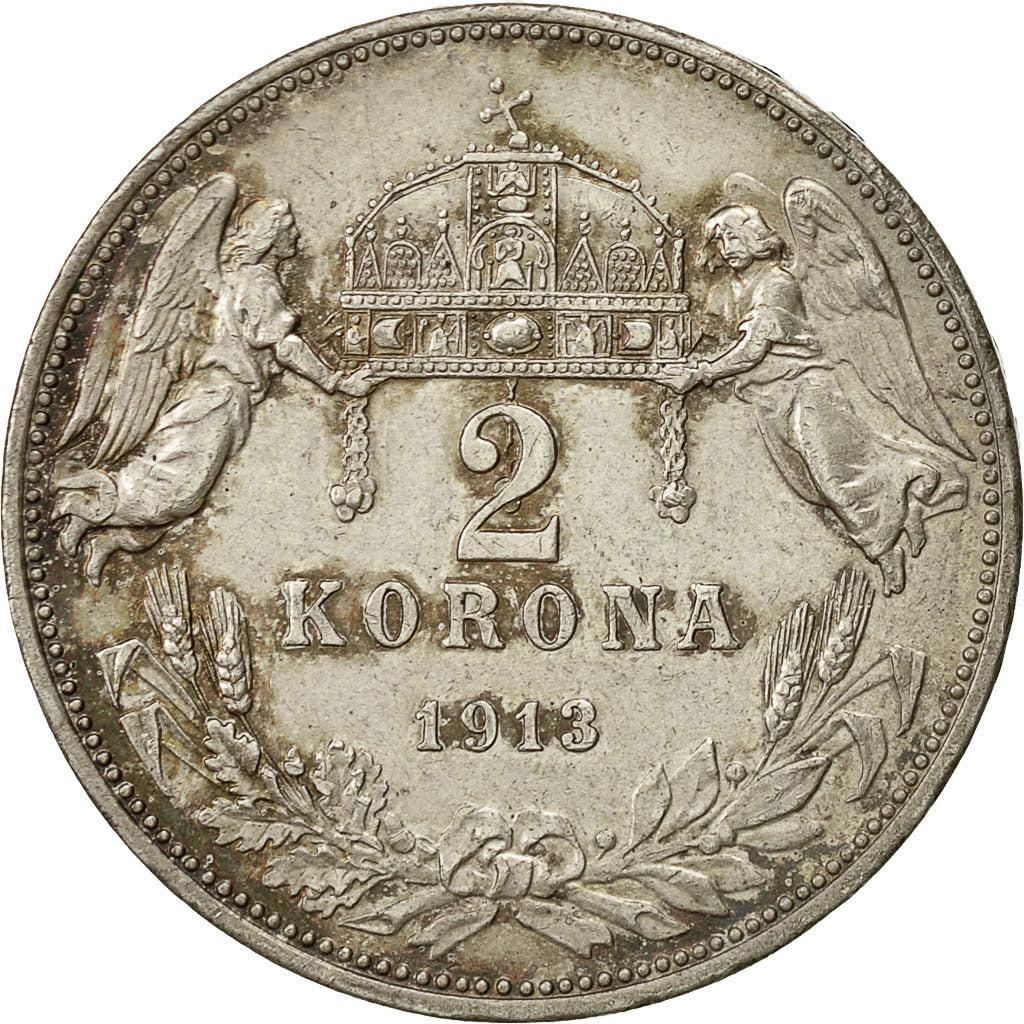Coin, Hungary, Franz Joseph I, 2 Korona, 1913, Kormoczbanya, EF(40-45), Silver