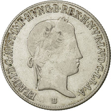Moneda, Hungría, Ferdinand V, 20 Krajczar, 1837, BC+, Plata, KM:422