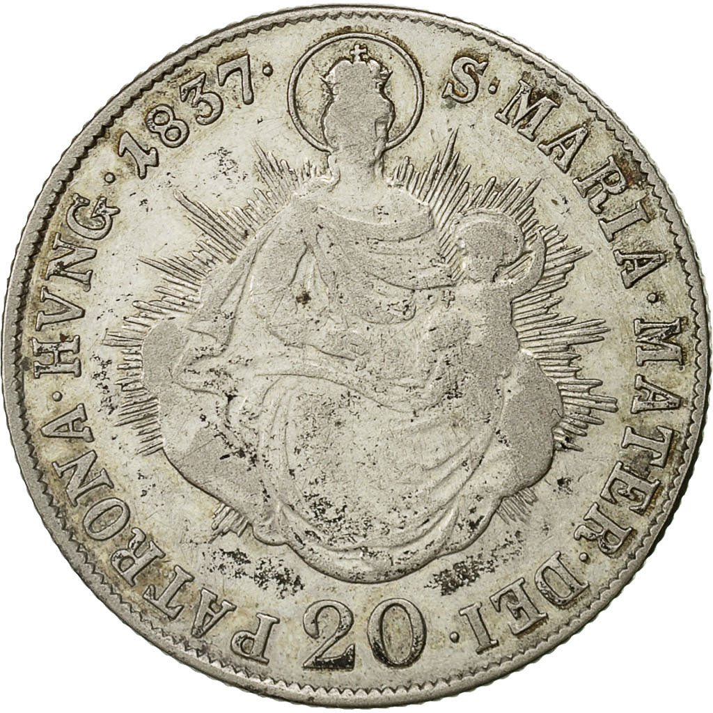 Coin, Hungary, Ferdinand V, 20 Krajczar, 1837, VF(20-25), Silver, KM:422