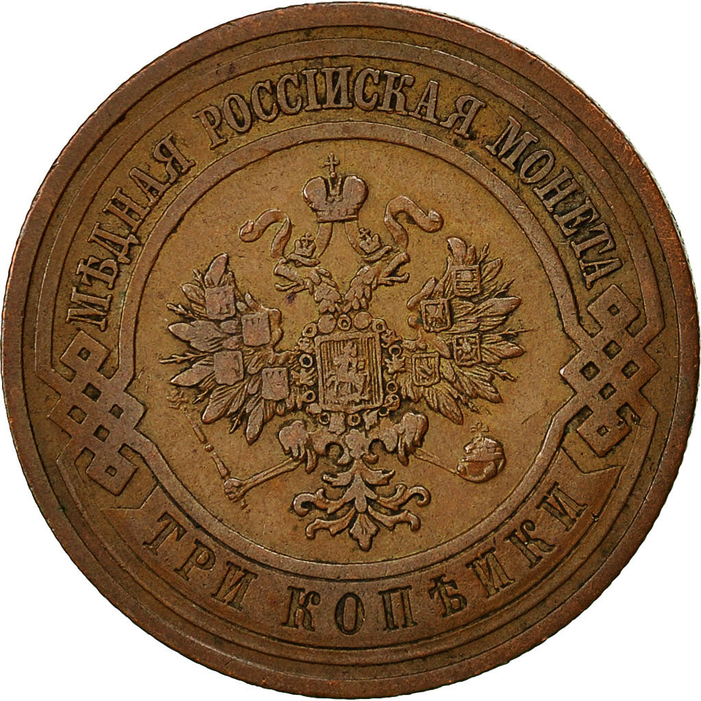 Moneta, Russia, Nicholas II, 3 Kopeks, 1913, St. Petersburg, BB, Rame, KM:11.2
