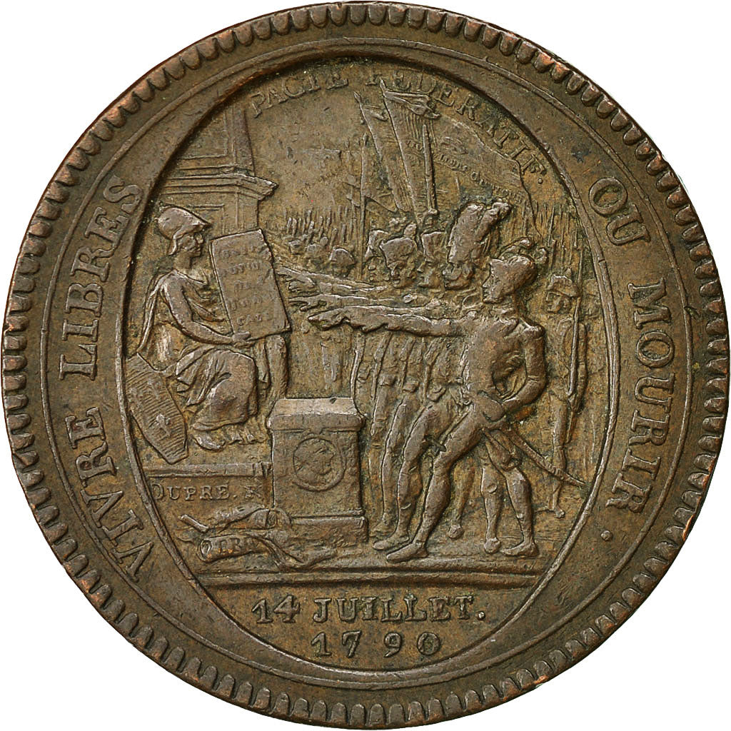 France, 5 Sols Monneron, 1792, Birmingham, EF(40-45), Bronze, KM:Tn31