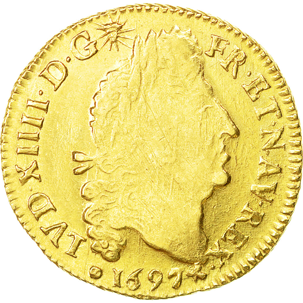 Münze, Frankreich, Louis XIV, Louis d'or aux 4 L, Louis d'Or, 1697