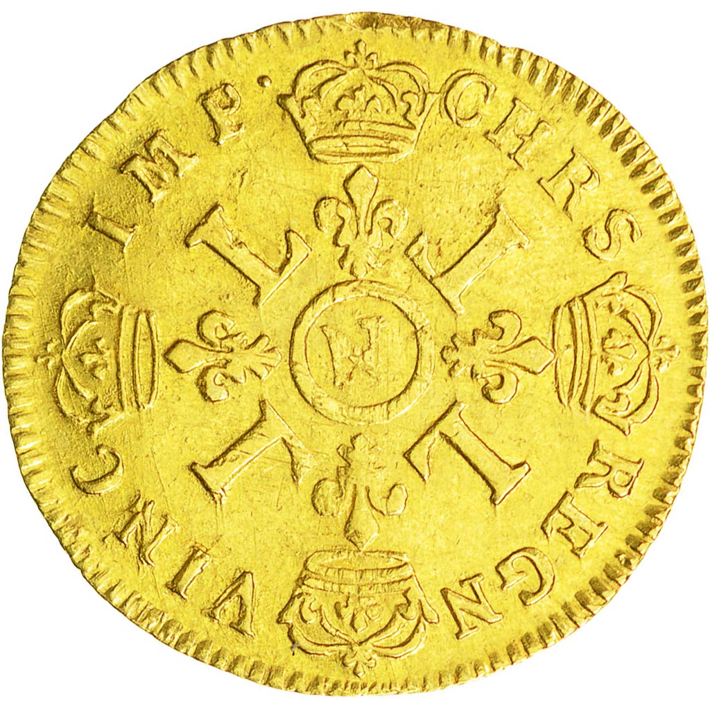 Münze, Frankreich, Louis XIV, Louis d'or aux 4 L, Louis d'Or, 1697