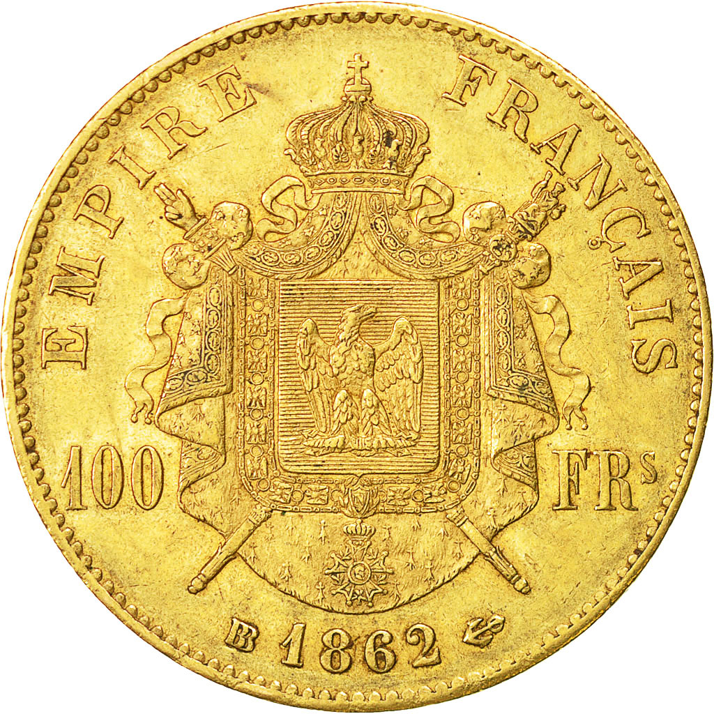 Moneda, Francia, Napoleon III, Napoléon III, 100 Francs, 1862, Strasbourg
