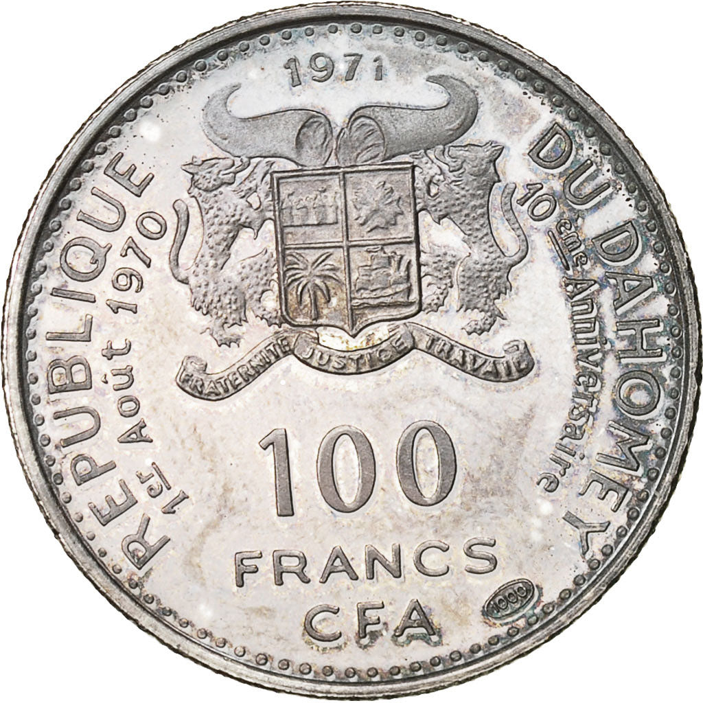 Münze, DAHOMEY, 100 Francs, 1971, UNZ, Silber, KM:1.3