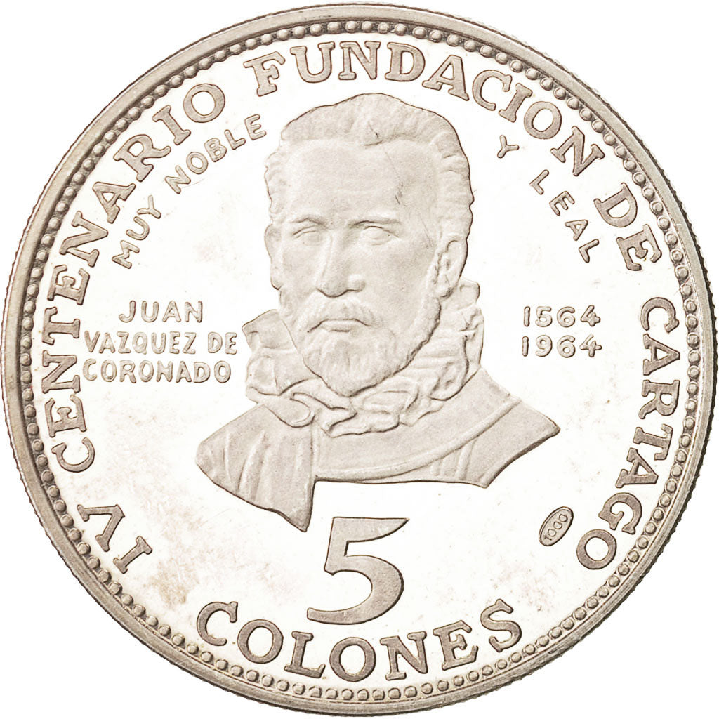 Moneda, Costa Rica, 5 Colones, 1970, SC, Plata, KM:191