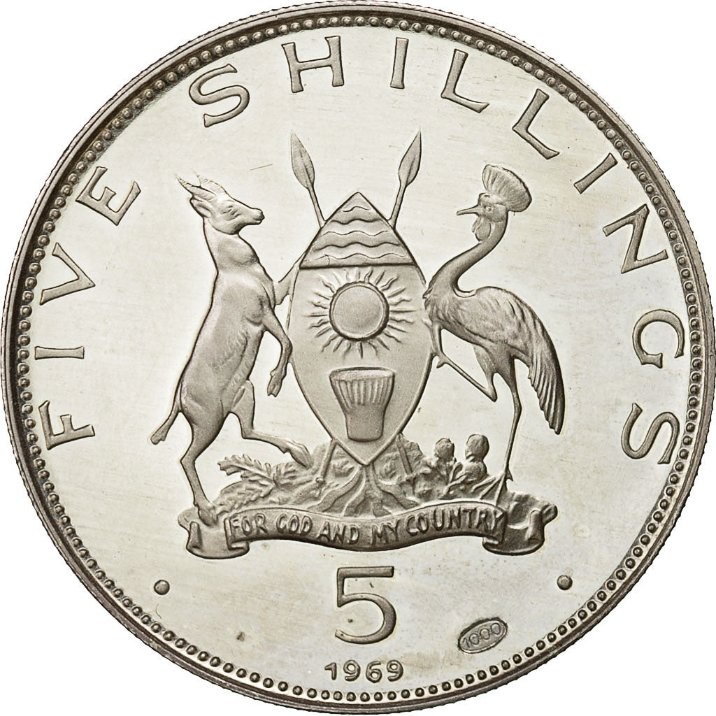 Münze, Uganda, 5 Shillings, 1969, UNZ, Silber, KM:9