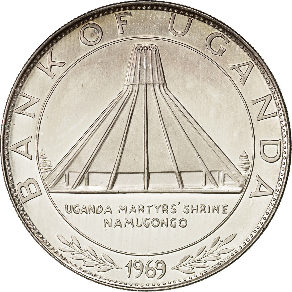 Coin, Uganda, 10 Shillings, 1969, MS(63), Silver, KM:10