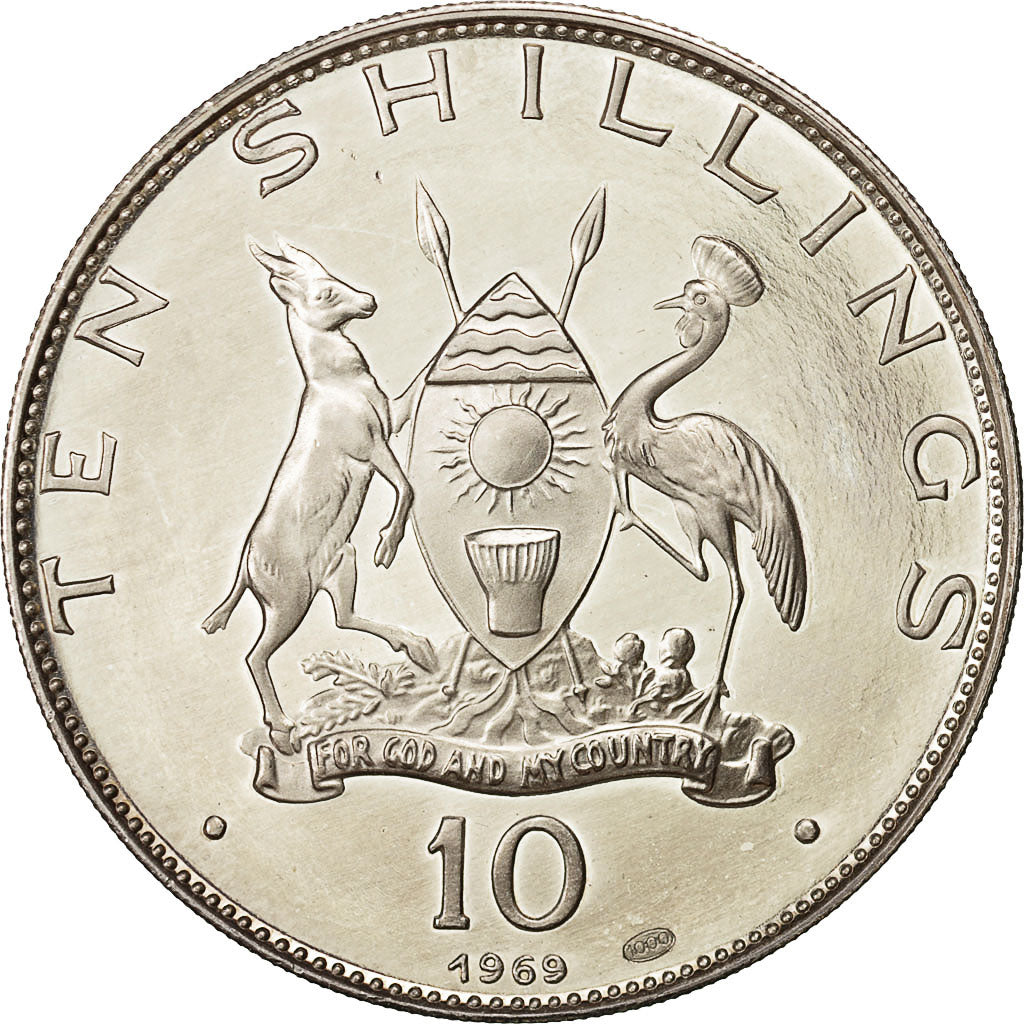Coin, Uganda, 10 Shillings, 1969, MS(63), Silver, KM:10